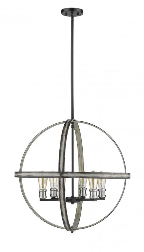 Z-Lite Kirkland 6 Light Chandelier in Ashen Barnboard Finish Model: 472B26-ABB