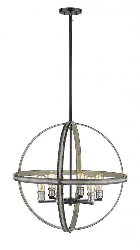Z-Lite Kirkland 6 Light Chandelier in Ashen Barnboard Finish Model: 472B26-ABB
