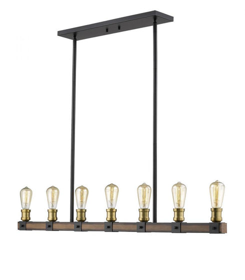 Z-Lite Kirkland 7 Light Linear Chandelier in Ashen Barnboard Finish Model: 472-7L-ABB
