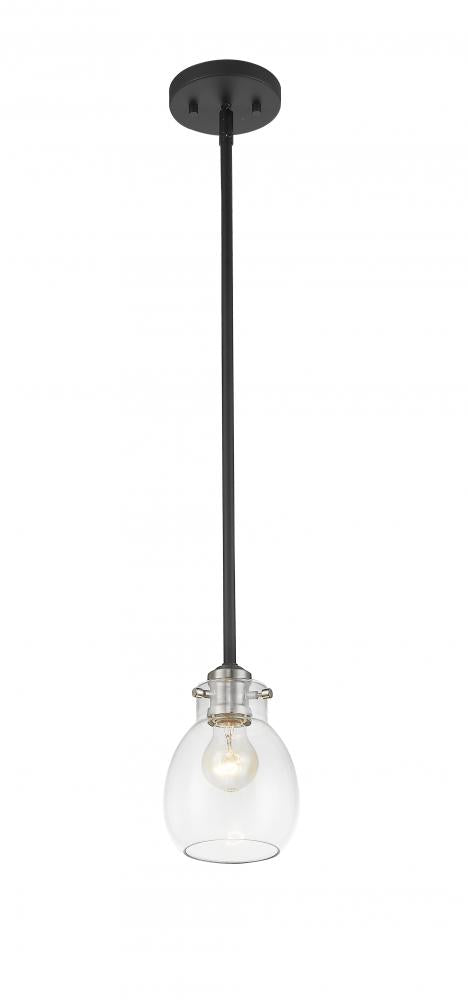 Z-Lite Kraken 1 Light Pendant in Matte Black + Brushed Nickel Finish Model: 466MP-MB-BN
