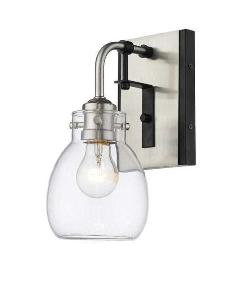 Z-Lite Kraken 1 Light Wall Sconce in Matte Black + Brushed Nickel Finish Model: 466-1S-MB-BN