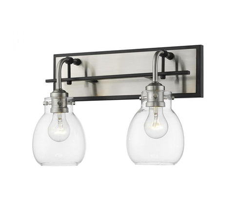 Z-Lite Kraken 2 Light Wall Sconce in Matte Black + Brushed Nickel Finish Model: 466-2S-MB-BN