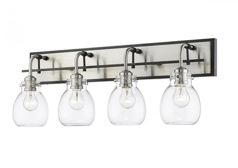 Z-Lite Kraken 4 Light Vanity in Matte Black + Brushed Nickel Finish Model: 466-4V-MB-BN