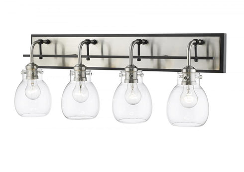 Z-Lite Kraken 4 Light Vanity in Matte Black + Brushed Nickel Finish Model: 466-4V-MB-BN