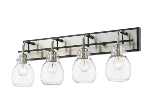 Z-Lite Kraken 4 Light Vanity in Matte Black + Brushed Nickel Finish Model: 466-4V-MB-BN