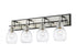Z-Lite Kraken 4 Light Vanity in Matte Black + Brushed Nickel Finish Model: 466-4V-MB-BN
