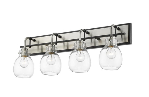 Z-Lite Kraken 4 Light Vanity in Matte Black + Brushed Nickel Finish Model: 466-4V-MB-BN
