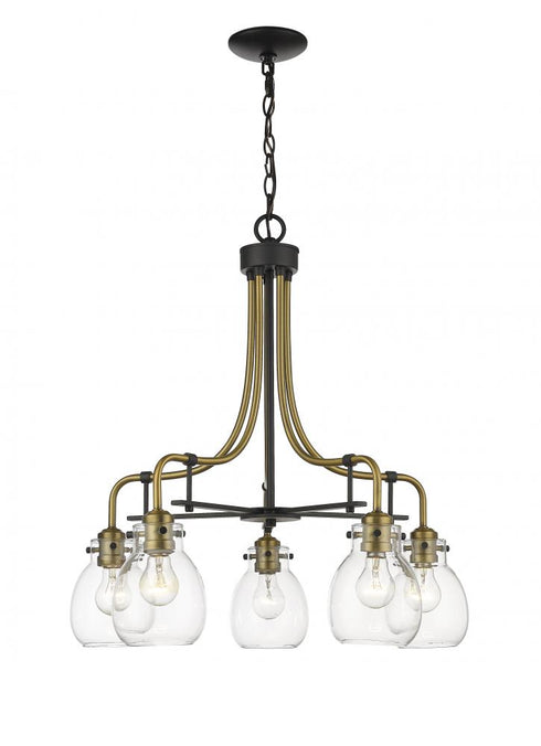 Z-Lite Kraken 5 Light Chandelier in Matte Black + Olde Brass Finish Model: 466-5MB-OBR