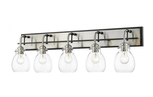 Z-Lite Kraken 5 Light Vanity in Matte Black + Brushed Nickel Finish Model: 466-5V-MB-BN