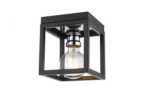 Z-Lite Kube 1 Light Flush Mount in Bronze + Olde Brass Finish Model: 480F1-BRZ-OBR