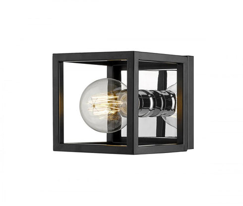 Z-Lite Kube 1 Light Wall Sconce in Matte Black + Brushed Nickel Finish Model: 480-1S-MB-BN