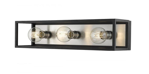 Z-Lite Kube 3 Light Vanity in Matte Black + Brushed Nickel Finish Model: 480-3V-MB-BN