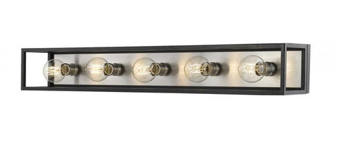 Z-Lite Kube 5 Light Vanity in Matte Black + Brushed Nickel Finish Model: 480-5V-MB-BN