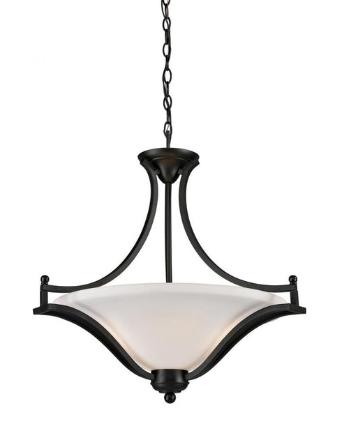 Z-Lite Lagoon 3 Light Pendant in Matte Black Finish Model: 703P-MB