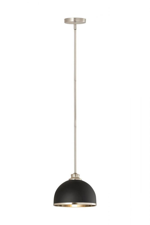 Z-Lite Landry 1 Light Pendant in Matte Black + Brushed Nickel Finish Model: 1004P10-MB-BN