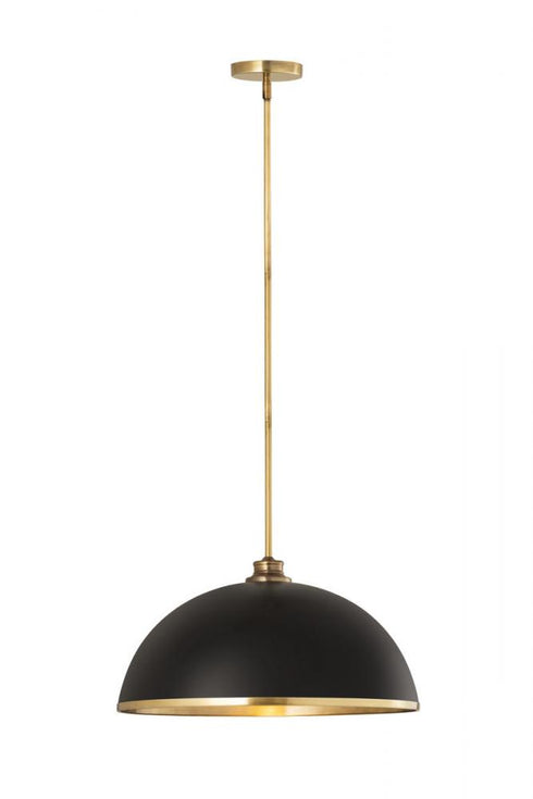 Z-Lite Landry 1 Light Pendant in Matte Black + Brushed Nickel Finish Model: 1004P20-MB-BN