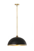 Z-Lite Landry 1 Light Pendant in Matte Black + Brushed Nickel Finish Model: 1004P20-MB-BN