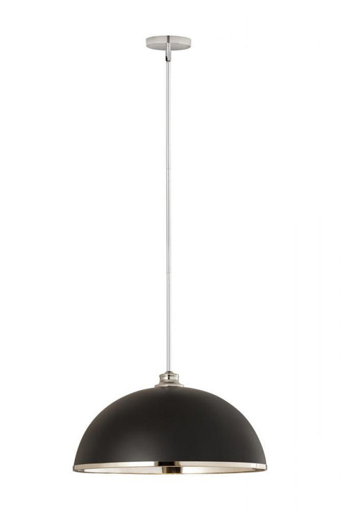 Z-Lite Landry 1 Light Pendant in Matte Black + Brushed Nickel Finish Model: 1004P20-MB-BN
