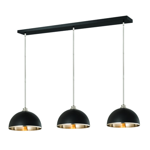 Z-Lite Landry 3 Light Pendant in Matte Black + Brushed Nickel Finish Model: 1004P14-3L-MB-BN