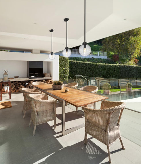 Z-Lite Laurent 1 Light Outdoor Pendant in Black Finish Model: 599P8-BK