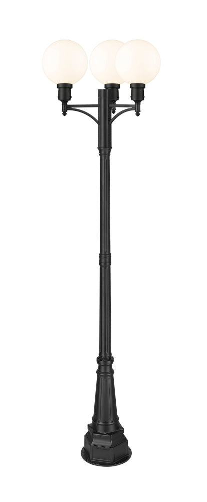 Z-Lite Laurent 1 Light Outdoor Post Mount Fixture in Black Finish Model: 597PHB-3-564P-BK