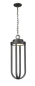 Z-Lite Leland 1 Light Outdoor Chain Mount Ceiling Fixture in Sand Black Finish Model: 5005CHB-BK-LED