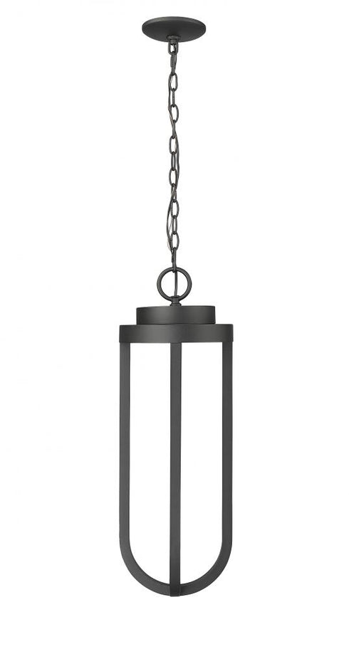 Z-Lite Leland 1 Light Outdoor Chain Mount Ceiling Fixture in Sand Black Finish Model: 5005CHB-BK-LED