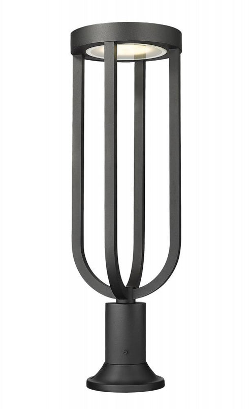Z-Lite Leland 1 Light Outdoor Pier Mounted Fixture in Sand Black Finish Model: 5005PHB-553PM-BK-LED