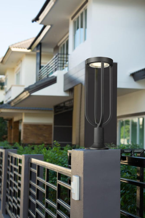 Z-Lite Leland 1 Light Outdoor Pier Mounted Fixture in Sand Black Finish Model: 5005PHB-553PM-BK-LED