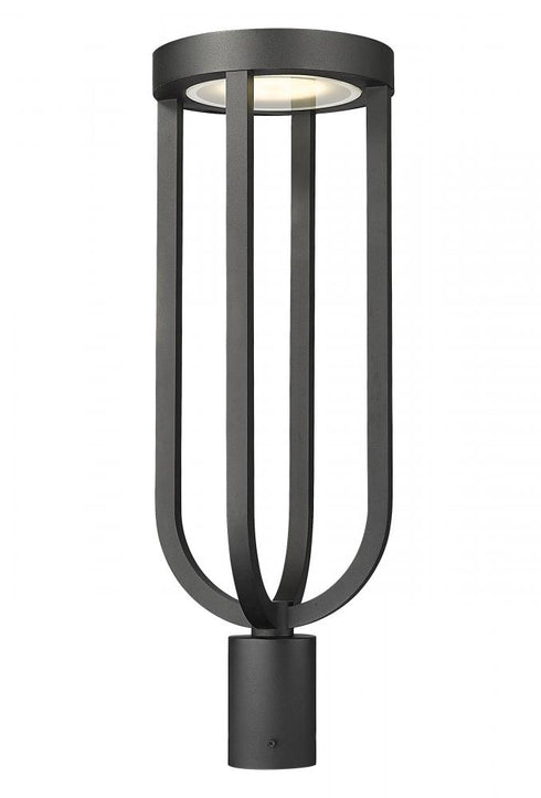 Z-Lite Leland 1 Light Outdoor Post Mount Fixture in Sand Black Finish Model: 5005PHB-BK-LED