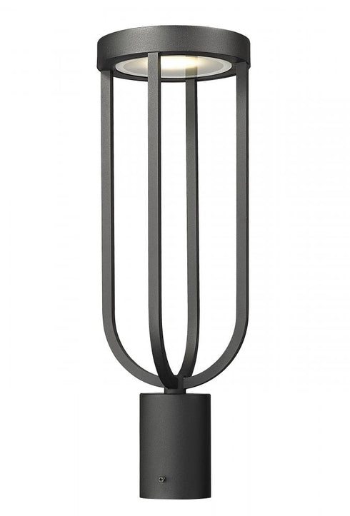 Z-Lite Leland 1 Light Outdoor Post Mount Fixture in Sand Black Finish Model: 5005PHM-BK-LED