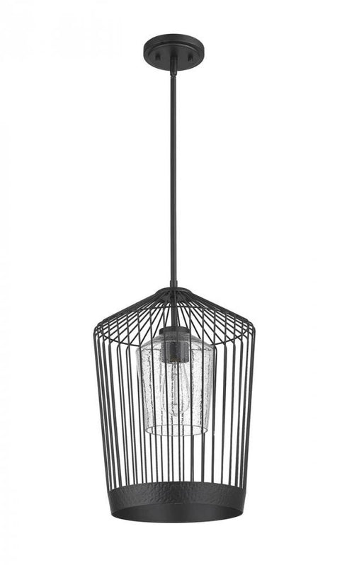 Z-Lite Lido 1 Light Pendant in Matte Black Finish Model: 342P13-MB