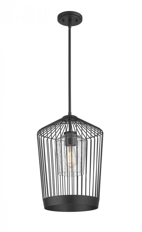 Z-Lite Lido 1 Light Pendant in Matte Black Finish Model: 342P13-MB