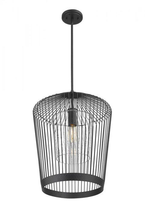 Z-Lite Lido 1 Light Pendant in Matte Black Finish Model: 342P19-MB
