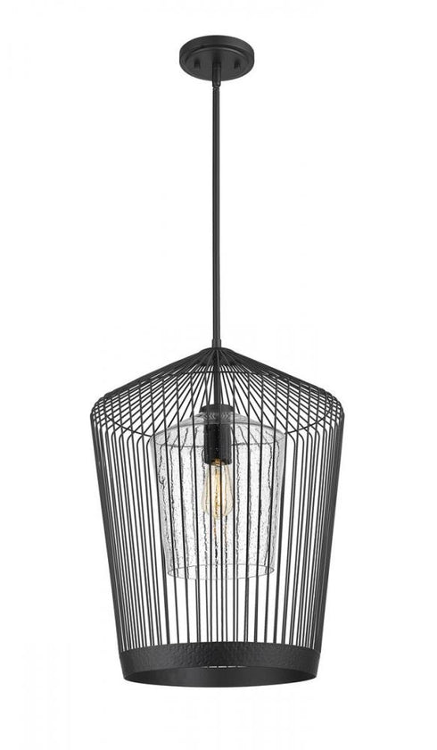 Z-Lite Lido 1 Light Pendant in Matte Black Finish Model: 342P19-MB