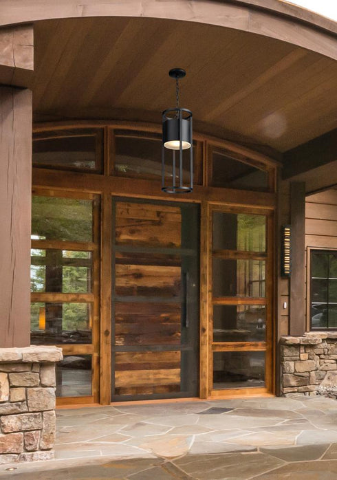 Z-Lite Luca 1 Light Outdoor Chain Mount Ceiling Fixture in Black Finish Model: 517CHB-BK-LED