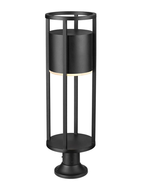 Z-Lite Luca 1 Light Outdoor Pier Mounted Fixture in Black Finish Model: 517PHB-553PM-BK-LED