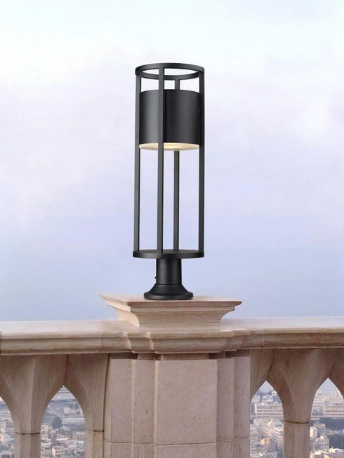 Z-Lite Luca 1 Light Outdoor Pier Mounted Fixture in Black Finish Model: 517PHB-553PM-BK-LED