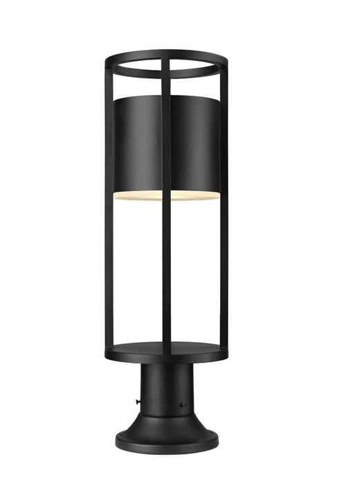Z-Lite Luca 1 Light Outdoor Pier Mounted Fixture in Black Finish Model: 517PHM-553PM-BK-LED