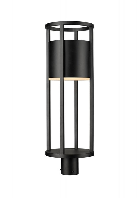 Z-Lite Luca 1 Light Outdoor Post Mount Fixture in Black Finish Model: 517PHB-BK-LED