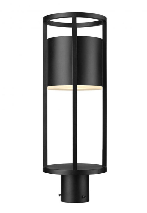 Z-Lite Luca 1 Light Outdoor Post Mount Fixture in Black Finish Model: 517PHM-BK-LED