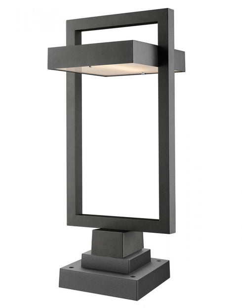 Z-Lite Luttrel 1 Light Outdoor Pier Mounted Fixture in Black Finish Model: 566PHBS-SQPM-BK-LED
