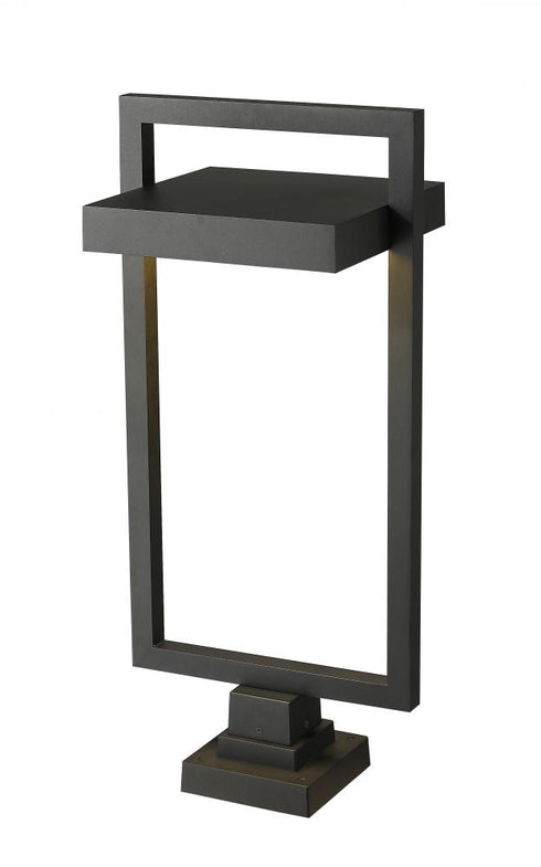 Z-Lite Luttrel 1 Light Outdoor Pier Mounted Fixture in Black Finish Model: 566PHXLS-SQPM-BK-LED