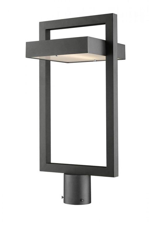 Z-Lite Luttrel 1 Light Outdoor Post Mount Fixture in Black Finish Model: 566PHBR-BK-LED
