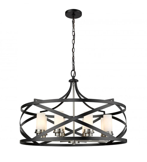 Z-Lite Malcalester 8 Light Chandelier in Matte Black + Brushed Nickel Finish Model: 481P30-MB-BN