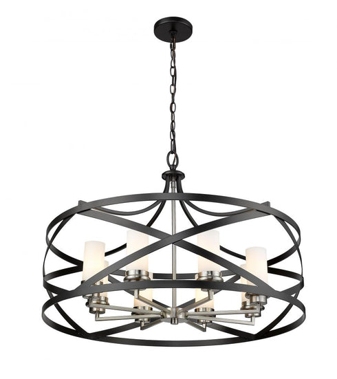 Z-Lite Malcalester 8 Light Chandelier in Matte Black + Brushed Nickel Finish Model: 481P30-MB-BN