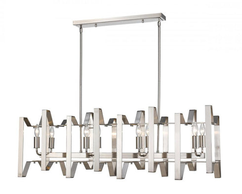 Z-Lite Marsala 8 Light Linear Chandelier in Brushed Nickel Finish Model: 4000-44BN