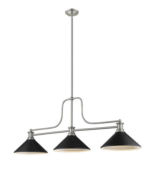 Z-Lite Melange 3 Light Billiard in Brushed Nickel Finish Model: 725-3BN-D12BN