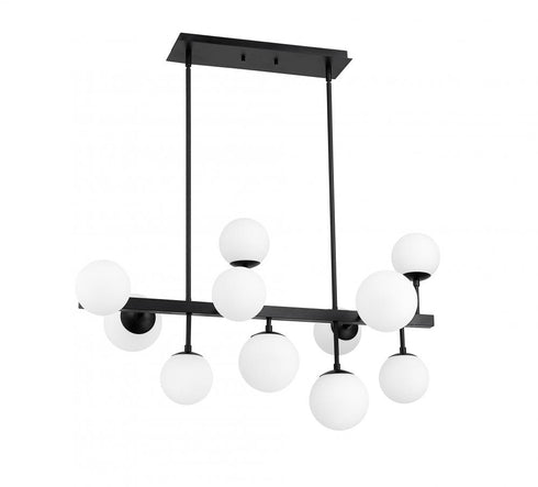 Z-Lite Midnetic 11 Light Linear Chandelier in Matte Black Finish Model: 730-11L-MB