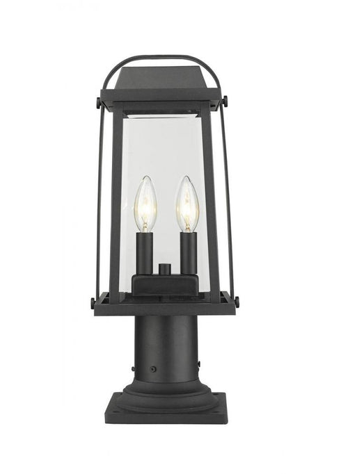 Z-Lite Millworks 2 Light Outdoor Pier Mounted Fixture in Black Finish Model: 574PHMR-533PM-BK